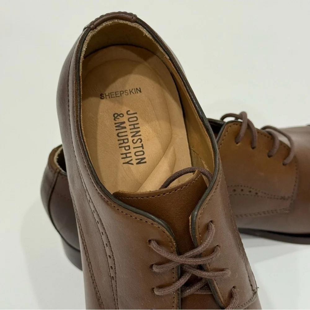 Johnston Murphy Men's 8.5M Mcclain Cap Toe Tan Full Grain Leather Shoes New $160